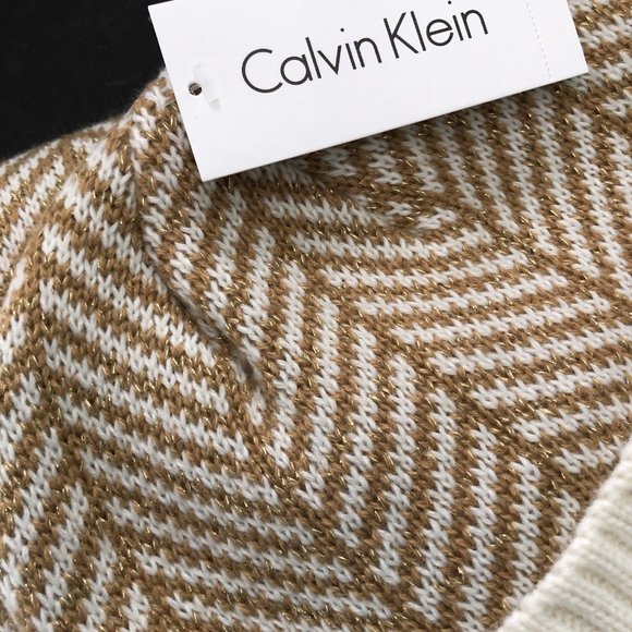 CALVIN KLEIN Hat & Scarf Set Chevron Pattern NWT